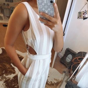 Striped Crop Pantsuit NWT